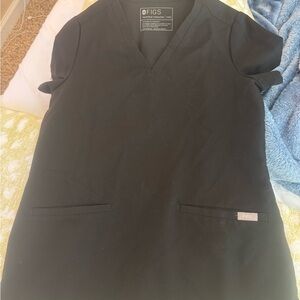 Figs Classic Black V-Neck Scrub Top